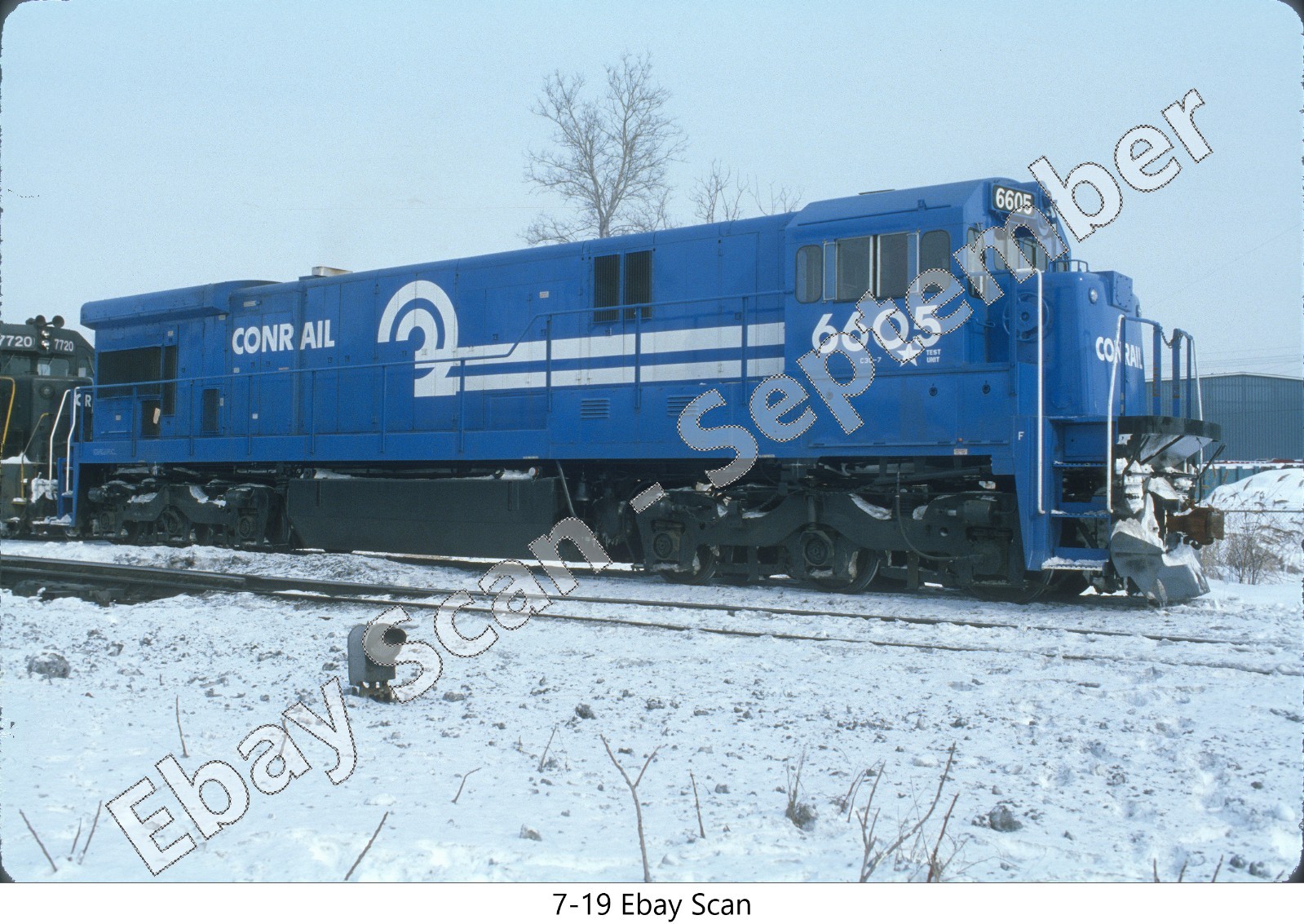 Original Slide-CR (Conrail) GE C30-7 #6605 (blue w/unique star for testing) 