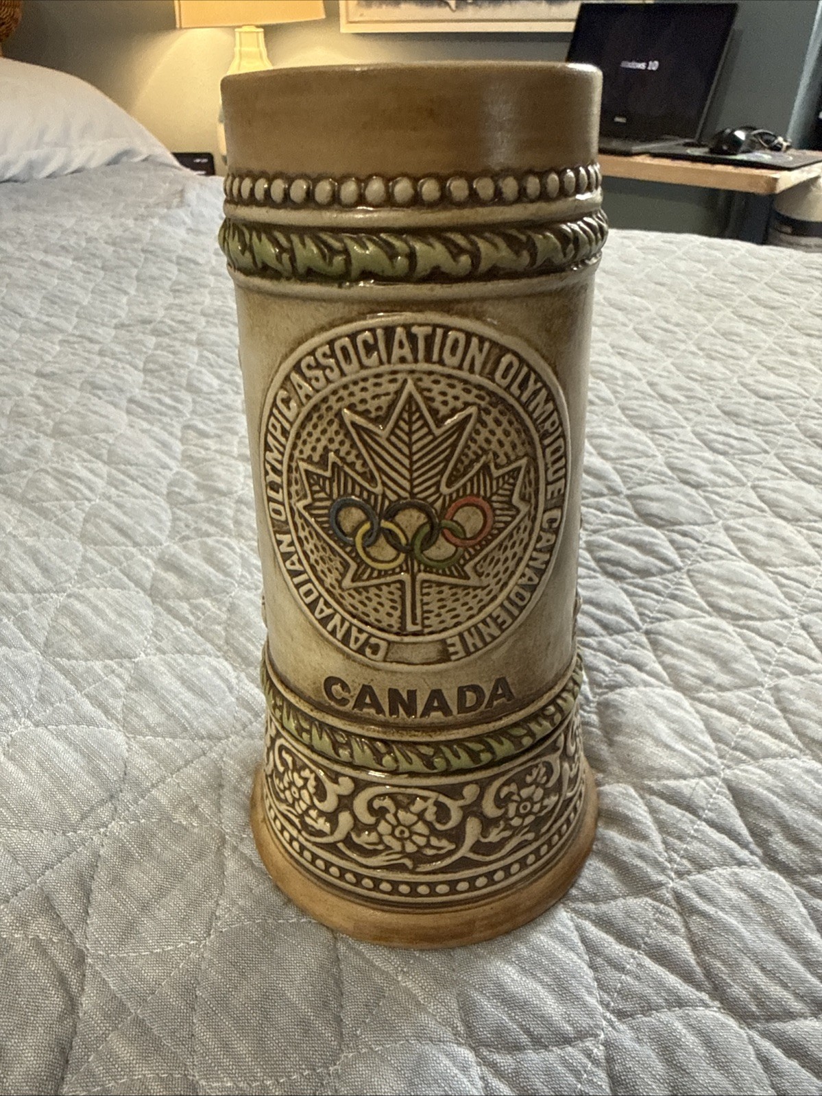 Vintage Canadian Olympic Association Beer Stein Mug Tankard Ceramarte Brazil 8
