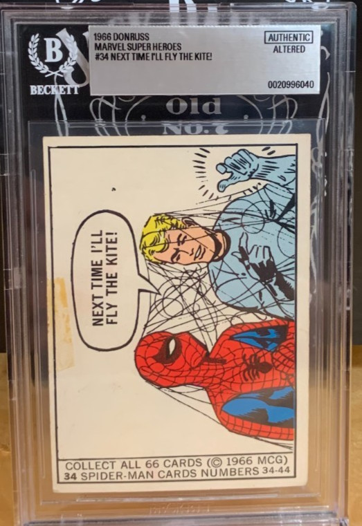 1966 Donruss Marvel Super-Heroes #34 Spider-Man RC BVG Authentic Tape Residue