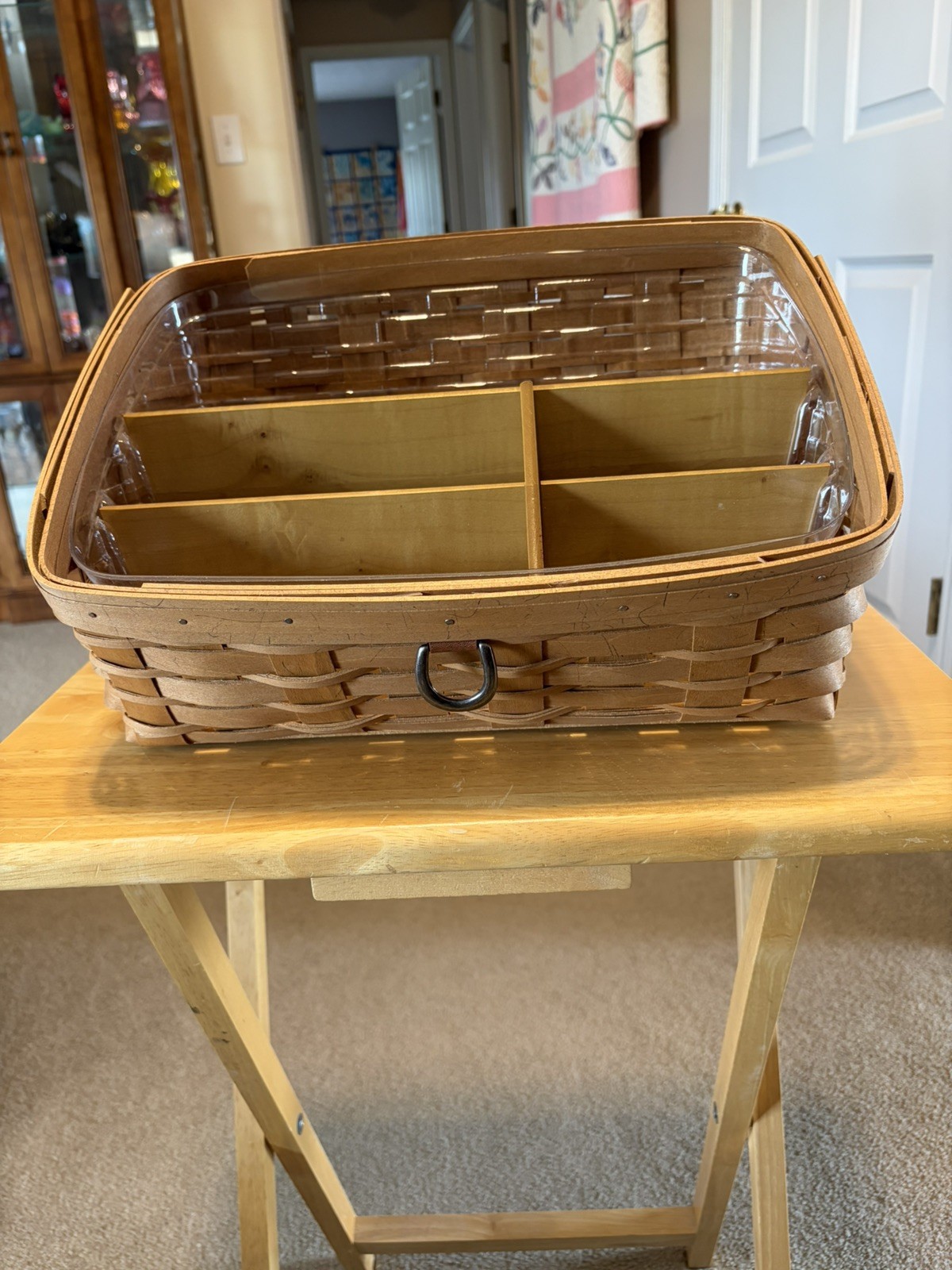 Longaberger 2009 Large Desktop Organizer Basket with Wood Dividers