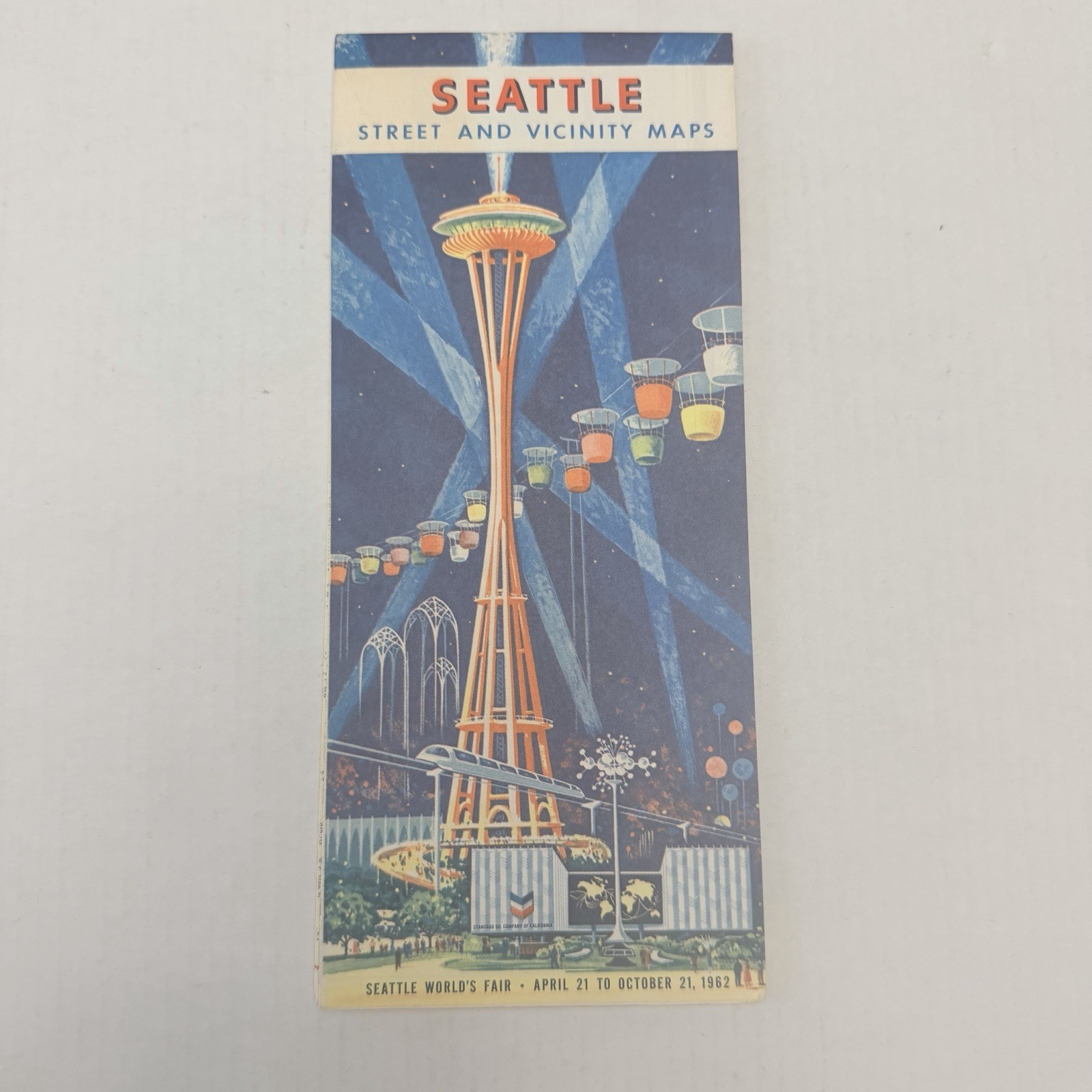 1962 SEATTLE WA World\'s Fair Brochure Map Space Needle Chevron