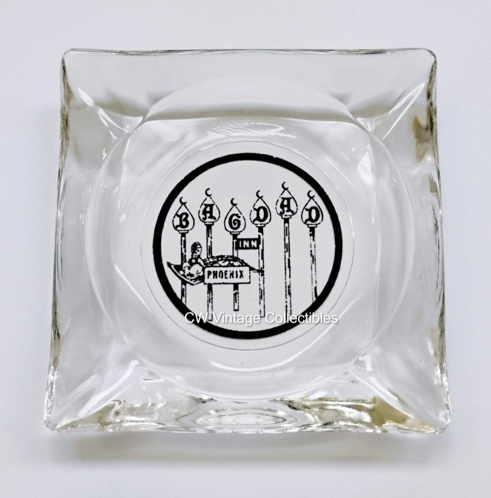 ca. 1960\'s Bagdad Inn (Motels Hotels) Ashtray logo flying carpet Phoenix  AZ