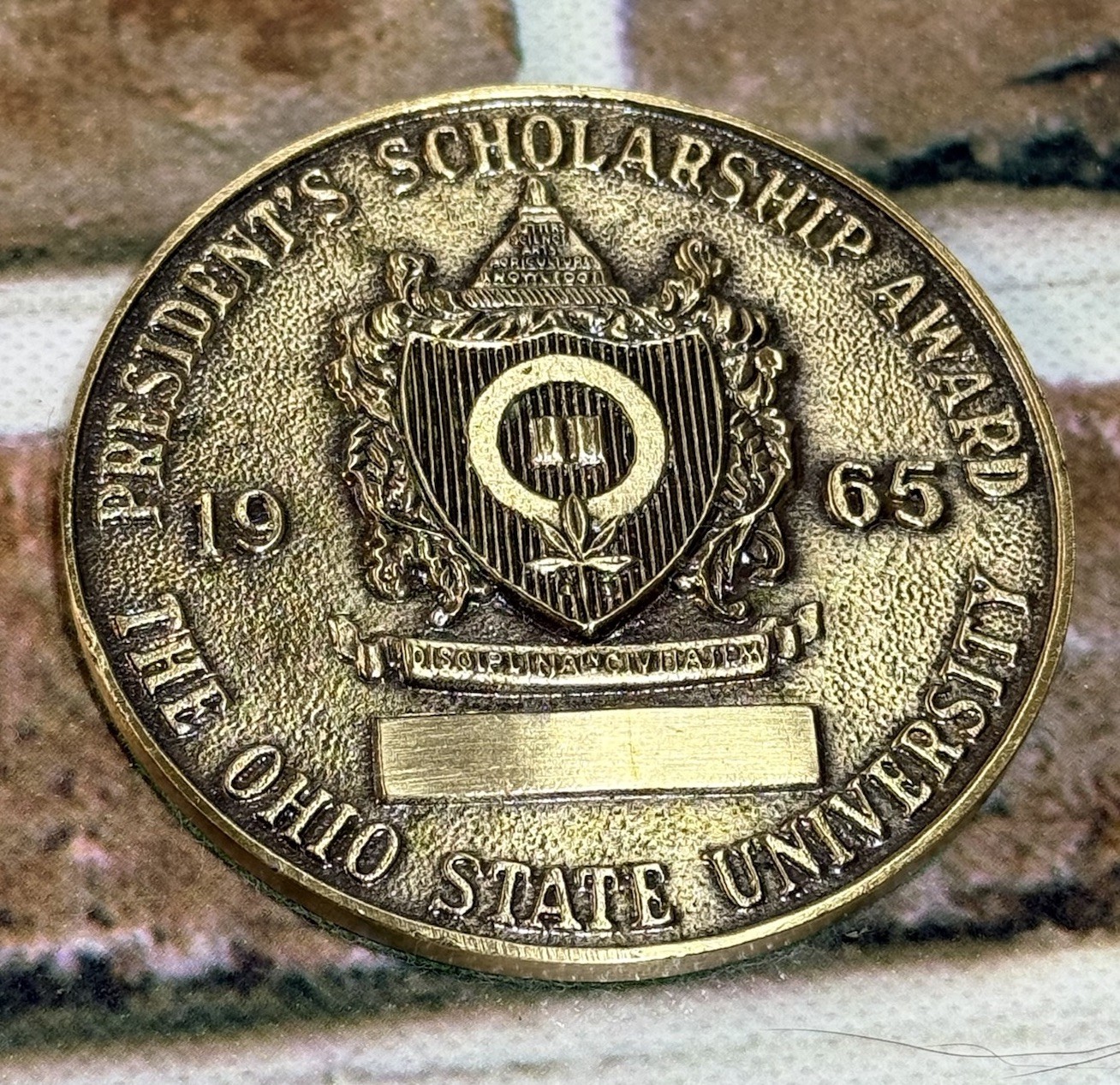 1965 Ohio State University President Scholarship Award-Balfour Bronze Medallion