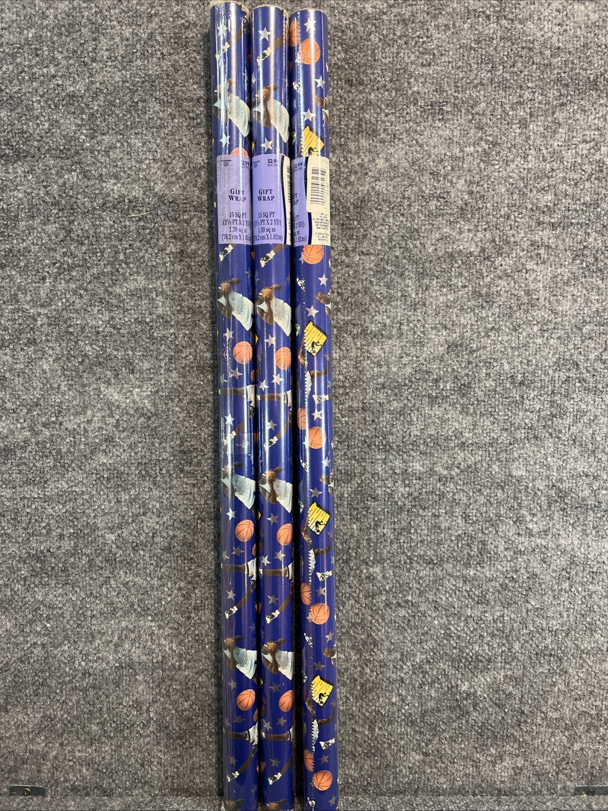 Lot of 3 Vintage 1993 Shaquille O\'Neal Shaq Wrapping Paper Rolls SEALED