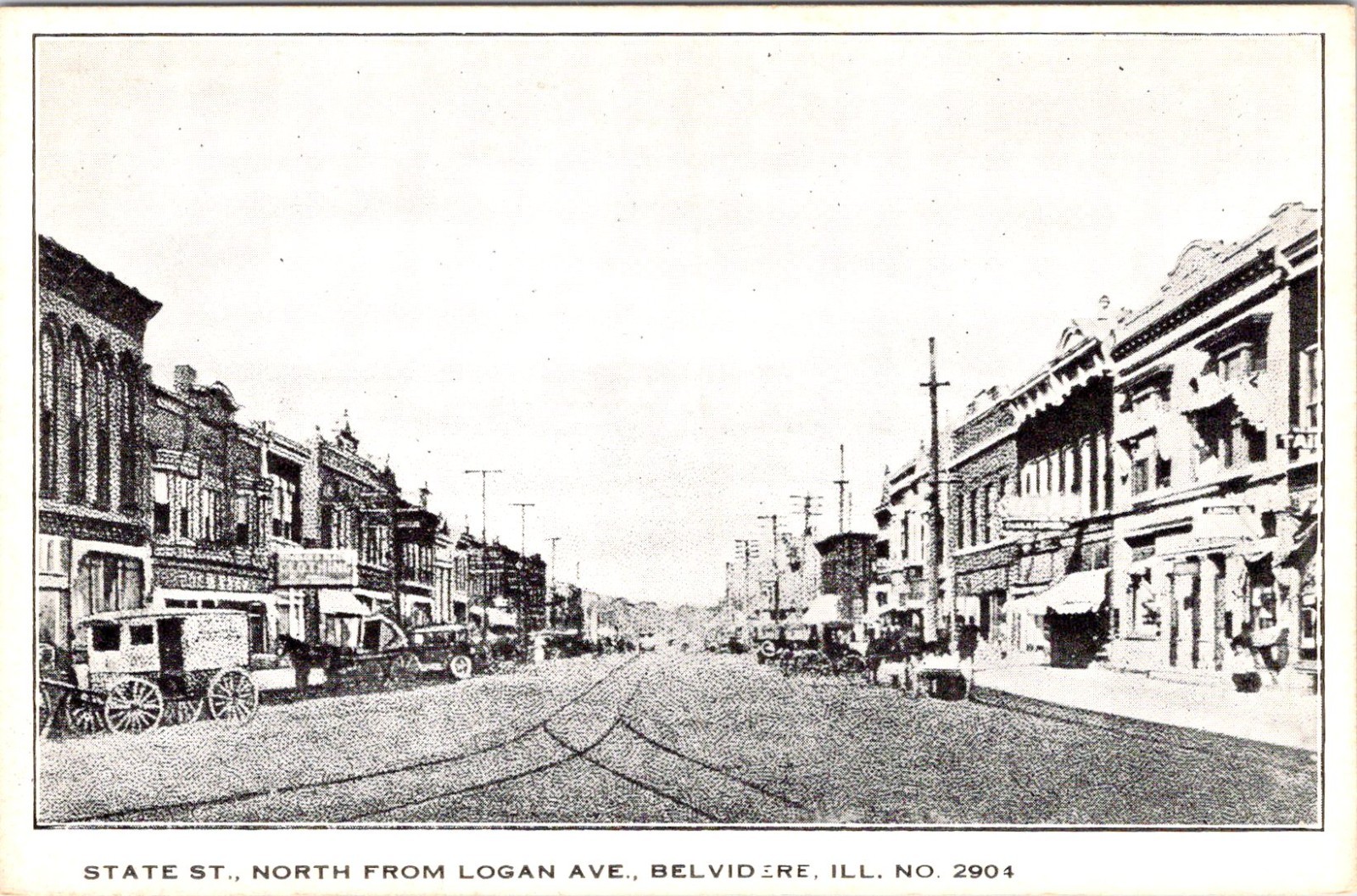 Belvidere IL Illinois STATE STREET SCENE Boone County ca1920\'s B&W Postcard