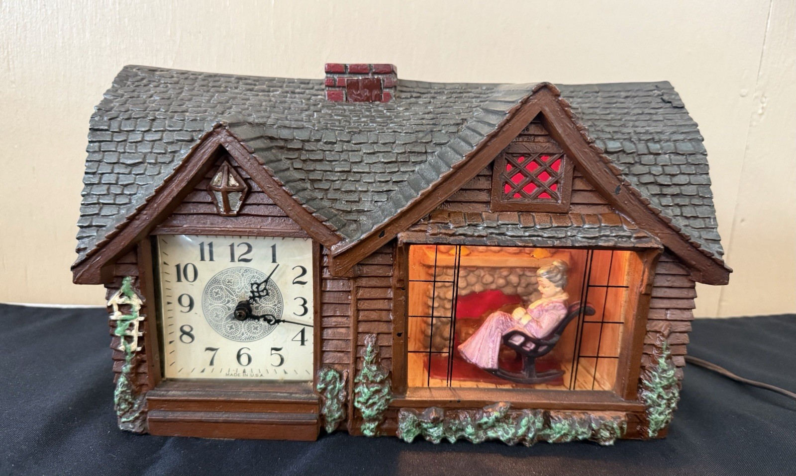 Vintage Haddon Home Sweet Home Mantle Clock #30 -1950s WORKING (see description)