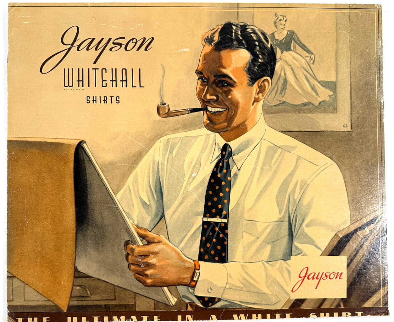 vtg 1940 Jayson Shirts Advertising Store Display SIgn whitehall advertising pipe vtg 1940 Jayson Shirts Advertising Store Display SIgn whitehall advertising pipe