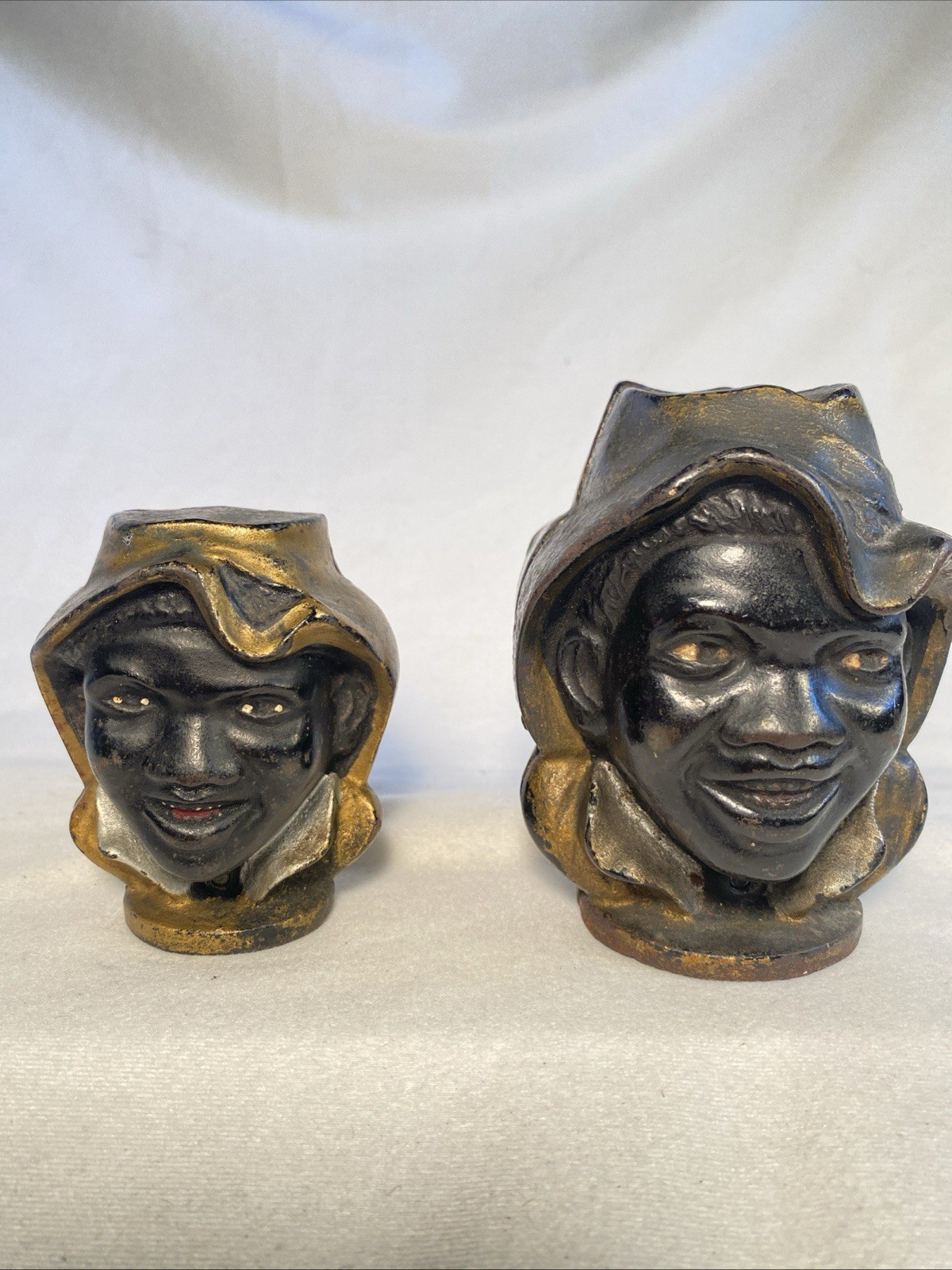 2 - AC WILLIAMS TWO FACE CAST IRON Coin Savings Still Bank 3 in + 4 in - Antique 2 - AC WILLIAMS TWO FACE CAST IRON Coin Savings Still Bank 3 in + 4 in - Antique