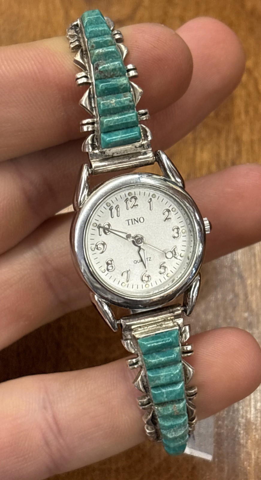 Vintage Native American Turquoise Sterling Silver Bracelet Watchband SIGNED Vintage Native American Turquoise Sterling Silver Bracelet Watchband SIGNED