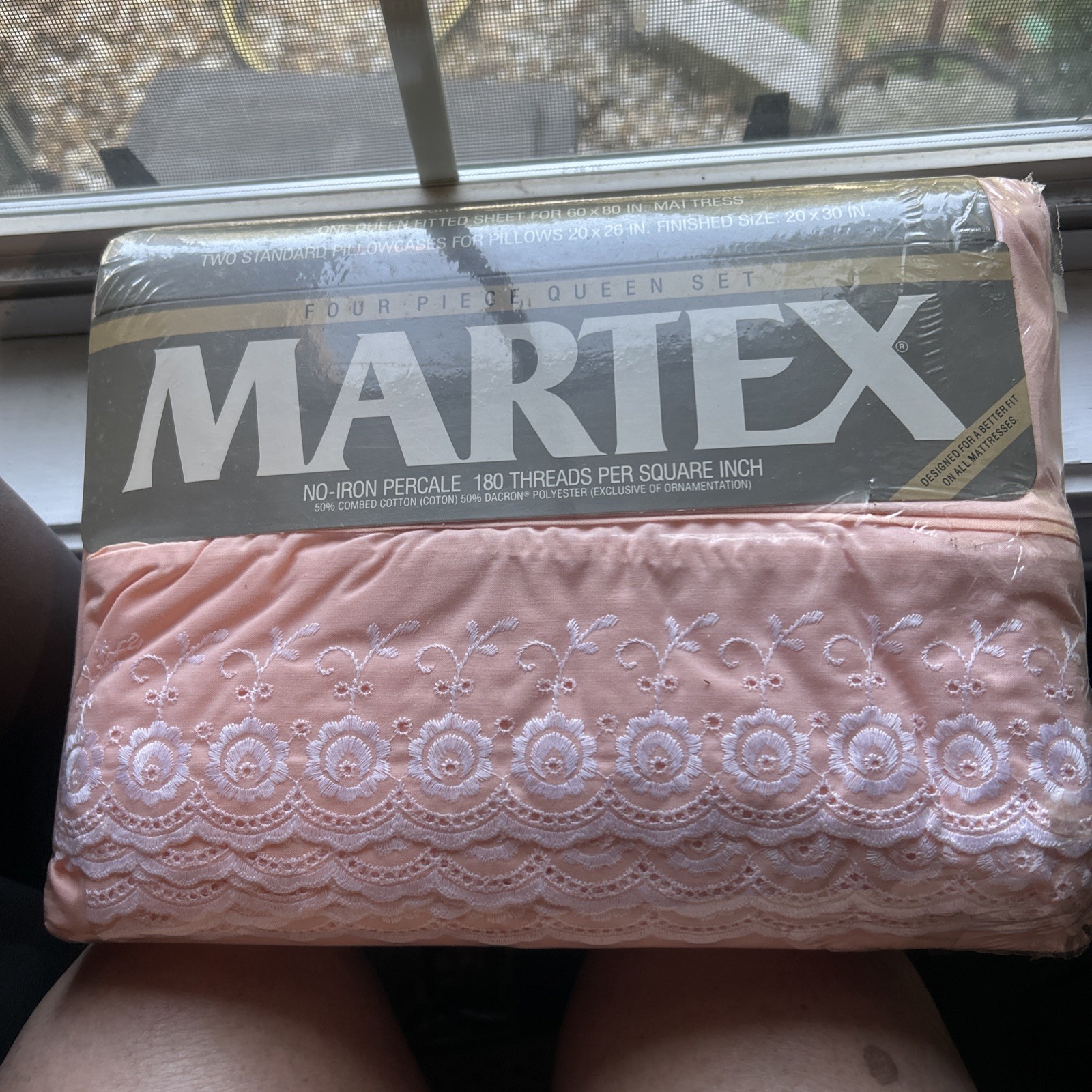 NEW Vintage MARTEX *QUEEN SHEET SET PILLOWCASES* Maison Rose NOS