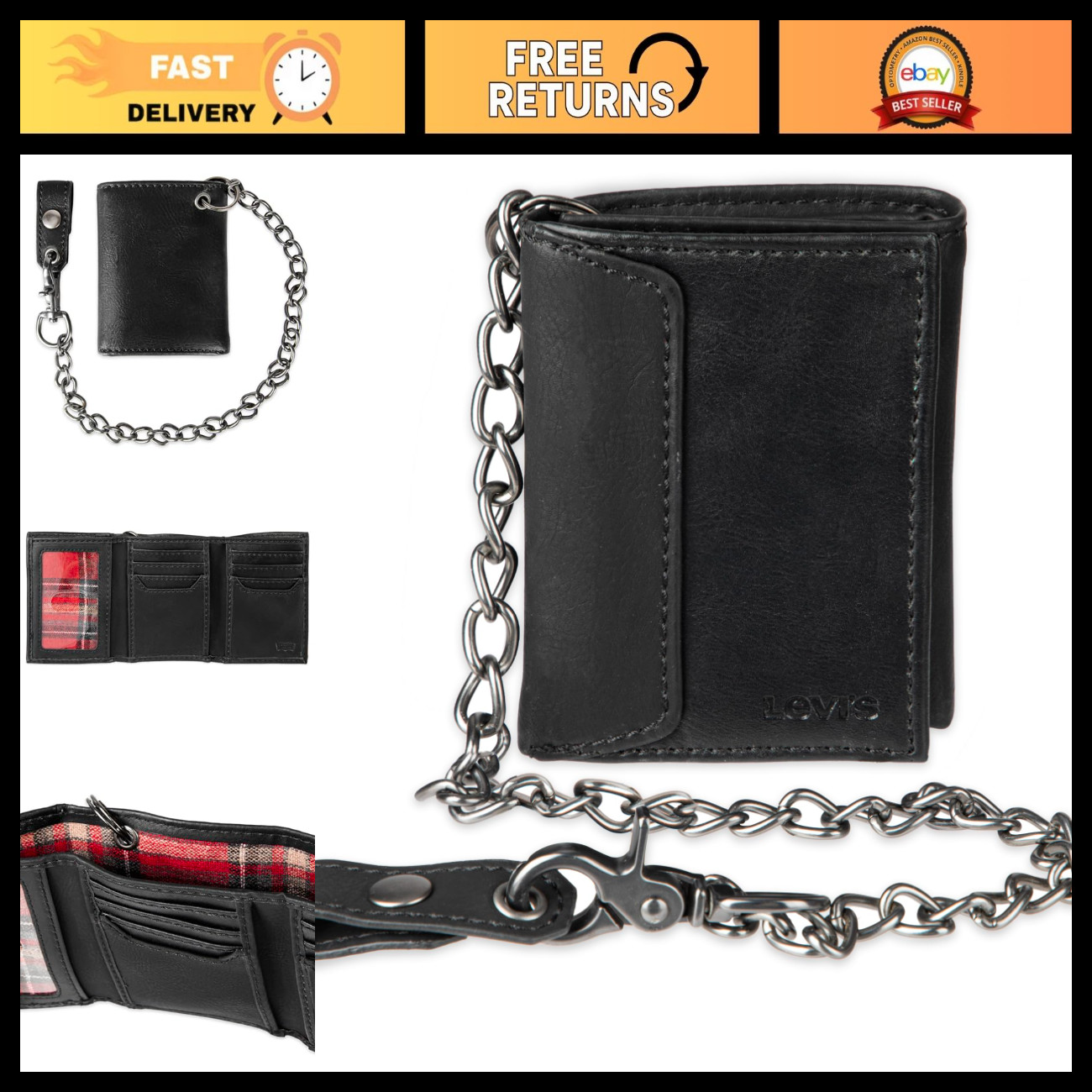 Levi's Men's Trifold Wallet - Sleek and Slim Includes ID Window and Credit Card