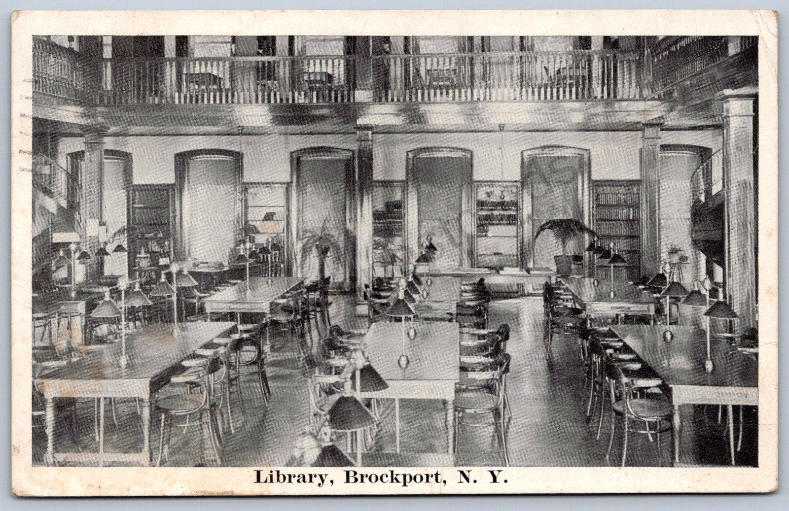 K32/ Brockport New York Postcard c1910 Monroe Co Interior Library 12