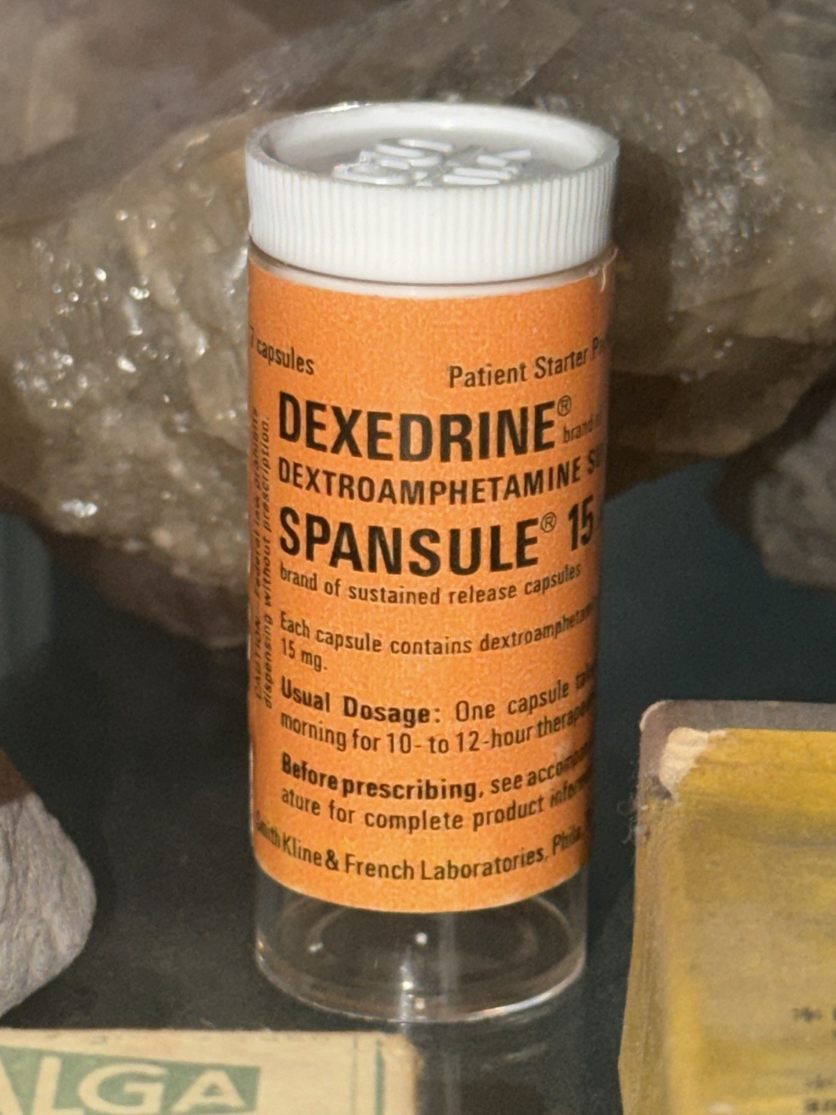 DEXEDRINE Dextro Amphetamine Spansule Bottle Glass Desoxyn Pharmacy EMPTY *RARE* DEXEDRINE Dextro Amphetamine Spansule Bottle Glass Desoxyn Pharmacy EMPTY *RARE*