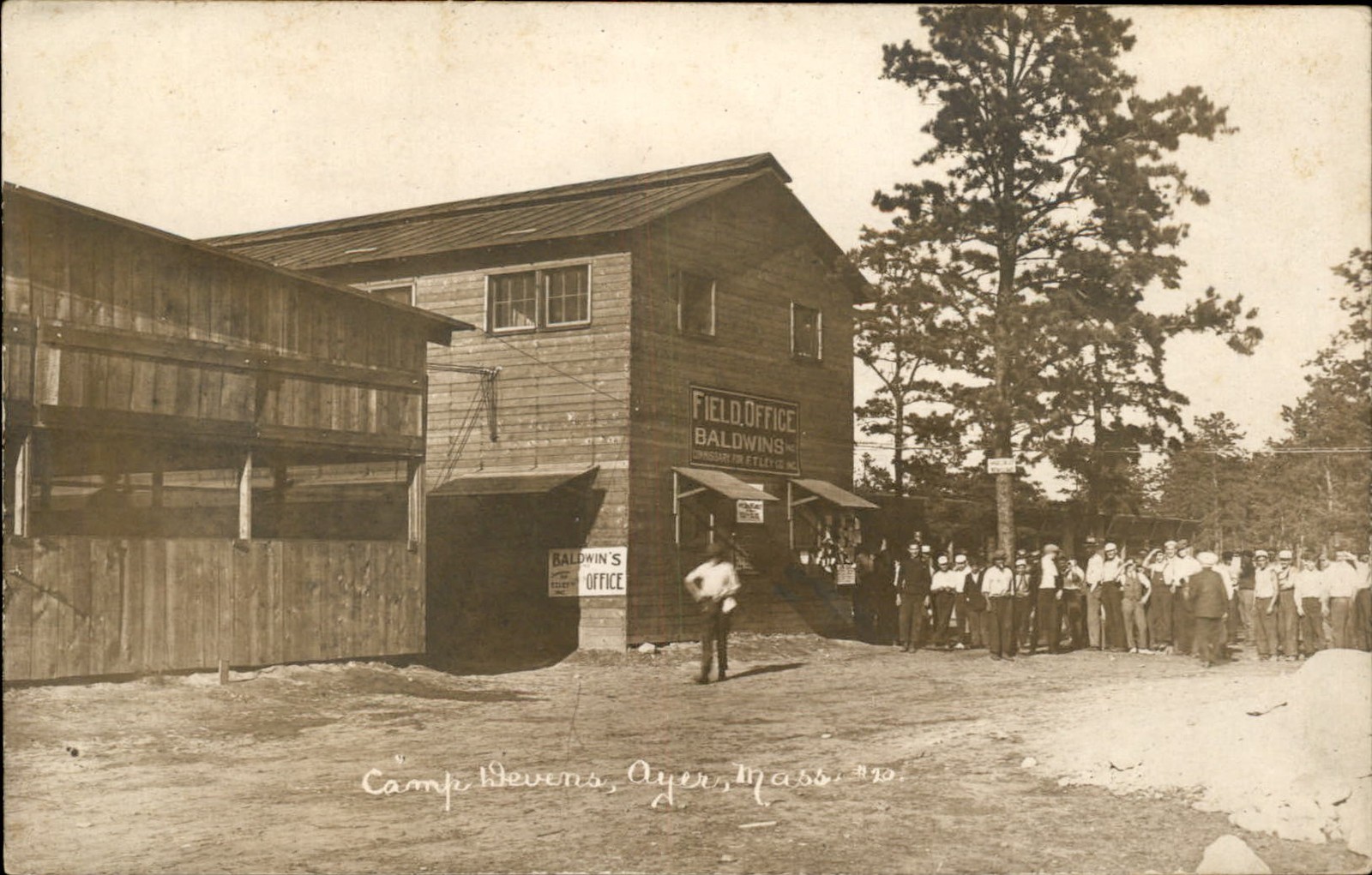 Camp Stevens MA Baldwin's Field Office c1900s-10s Real Photo Postcard bhn