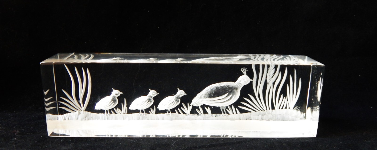 Michael Cox Signed Acrylic Carving Gambel Quail with Babies