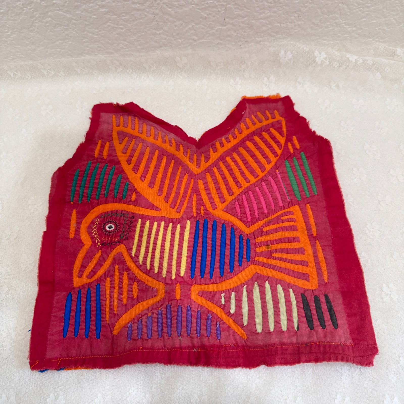Vintage Kuna Guna Mola Bird Textile Panama San Blas Reverse Applique Panel
