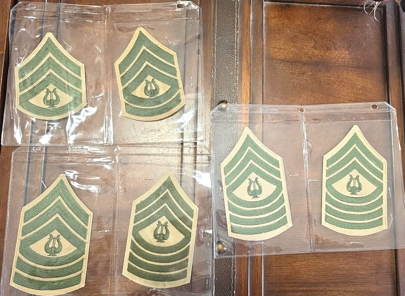 Vintage USMC Musician Band Rank Chevron Patches Green Khaki NOS 3 Pairs E6 E8 E9