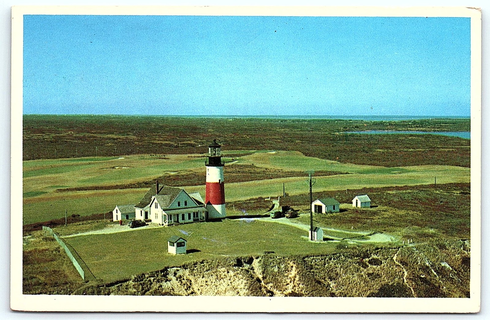 Sankaty Head Light Nantucket Island MA aerial view postcard