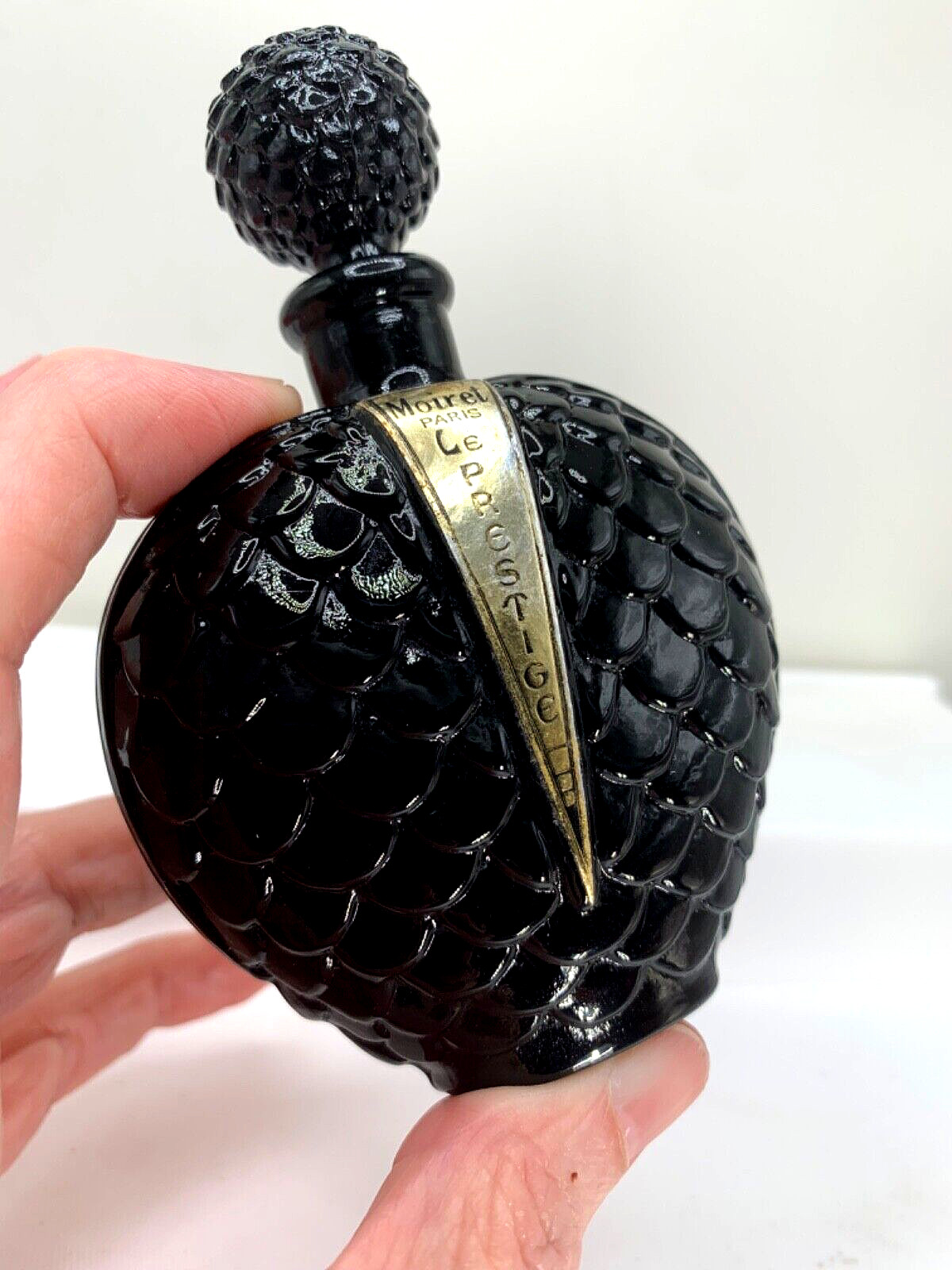 Magical Beauty   Vintage black perfume bottle.  Le Prestige by Moiret.  1930.