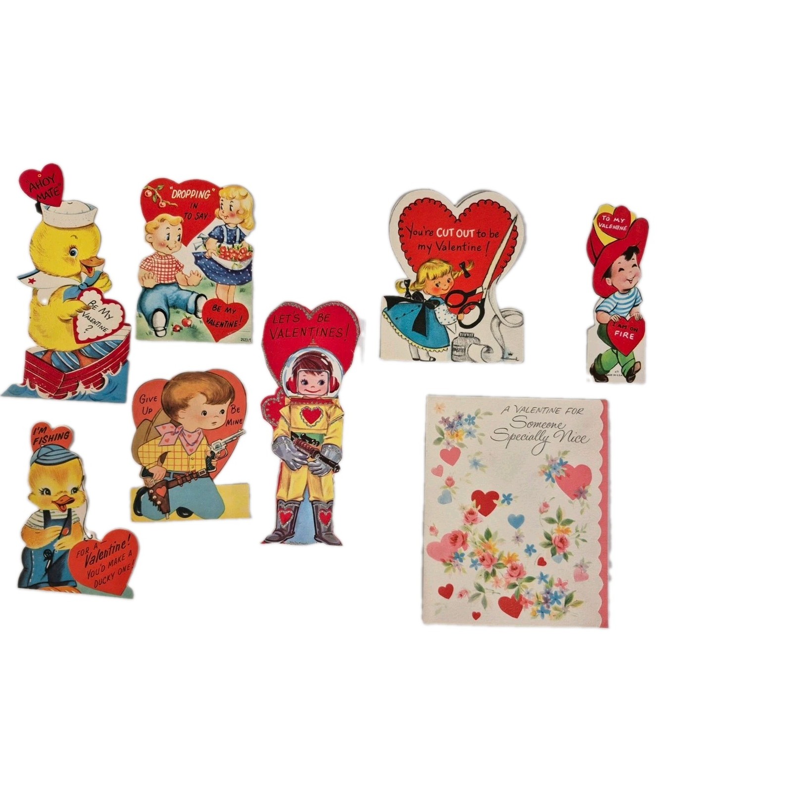 American Greetings Vtg Valentine’s Day Cards & Cutouts Lot Children Hearts
