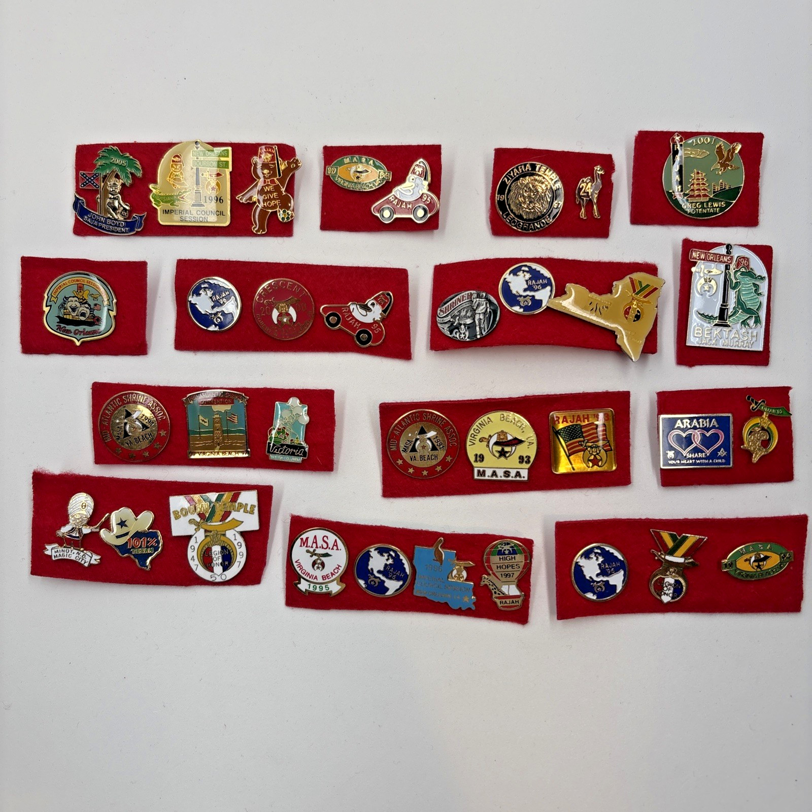 Vtg Lot 34 Shriners Masonic Lapel Pin Rajah Bektash MASA Imperial Council Legion