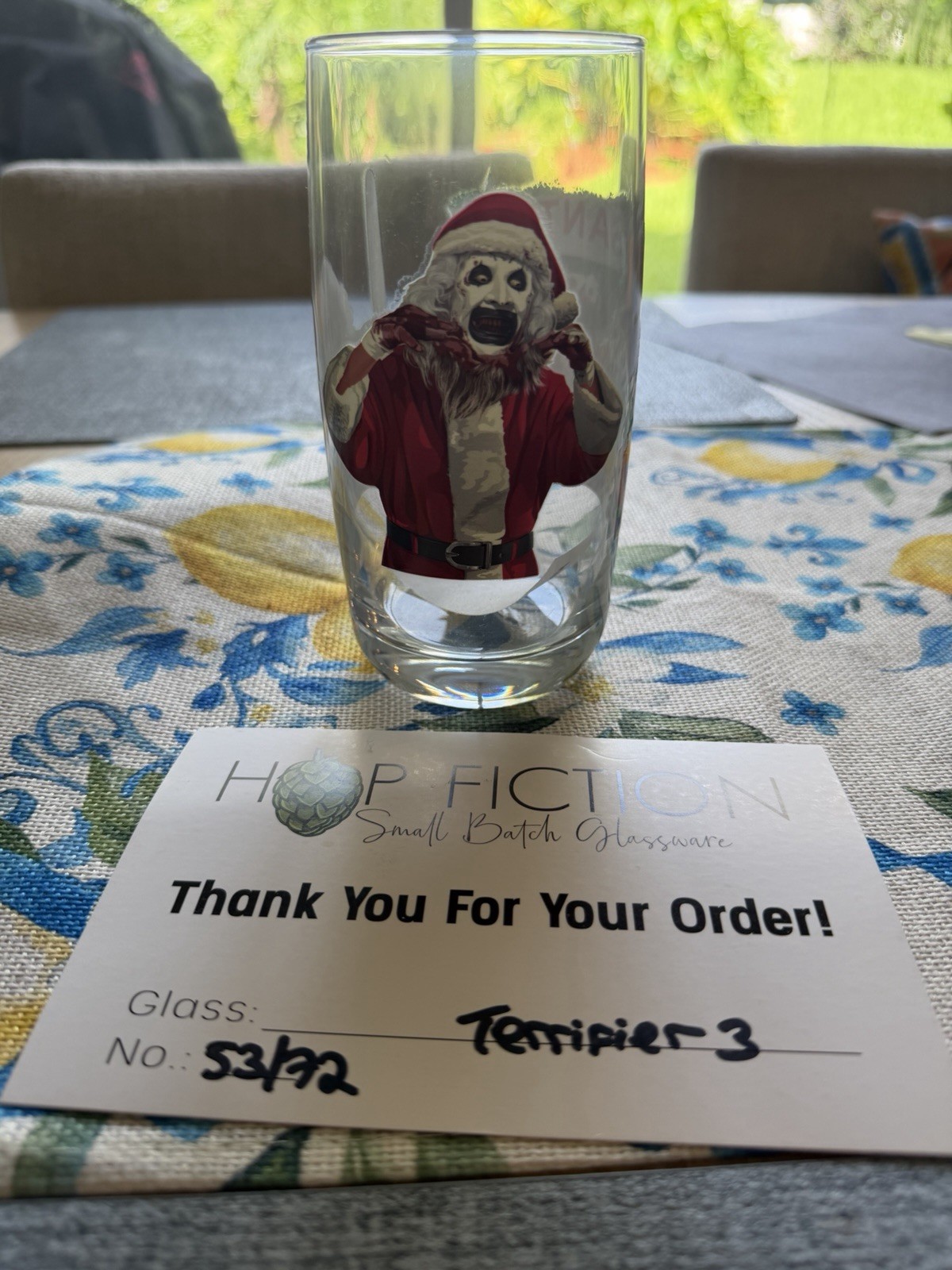 Hop Fiction Terrifier 3 Horror Glass Santa Limited Edition 53/72. Art The Clown
