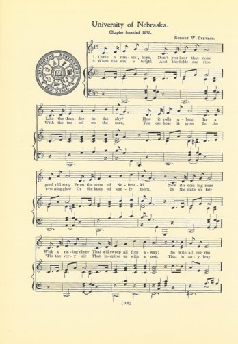 UNIVERSITY OF NEBRASKA Vintage Fight Song w School Seal c1937 The Cornhusker