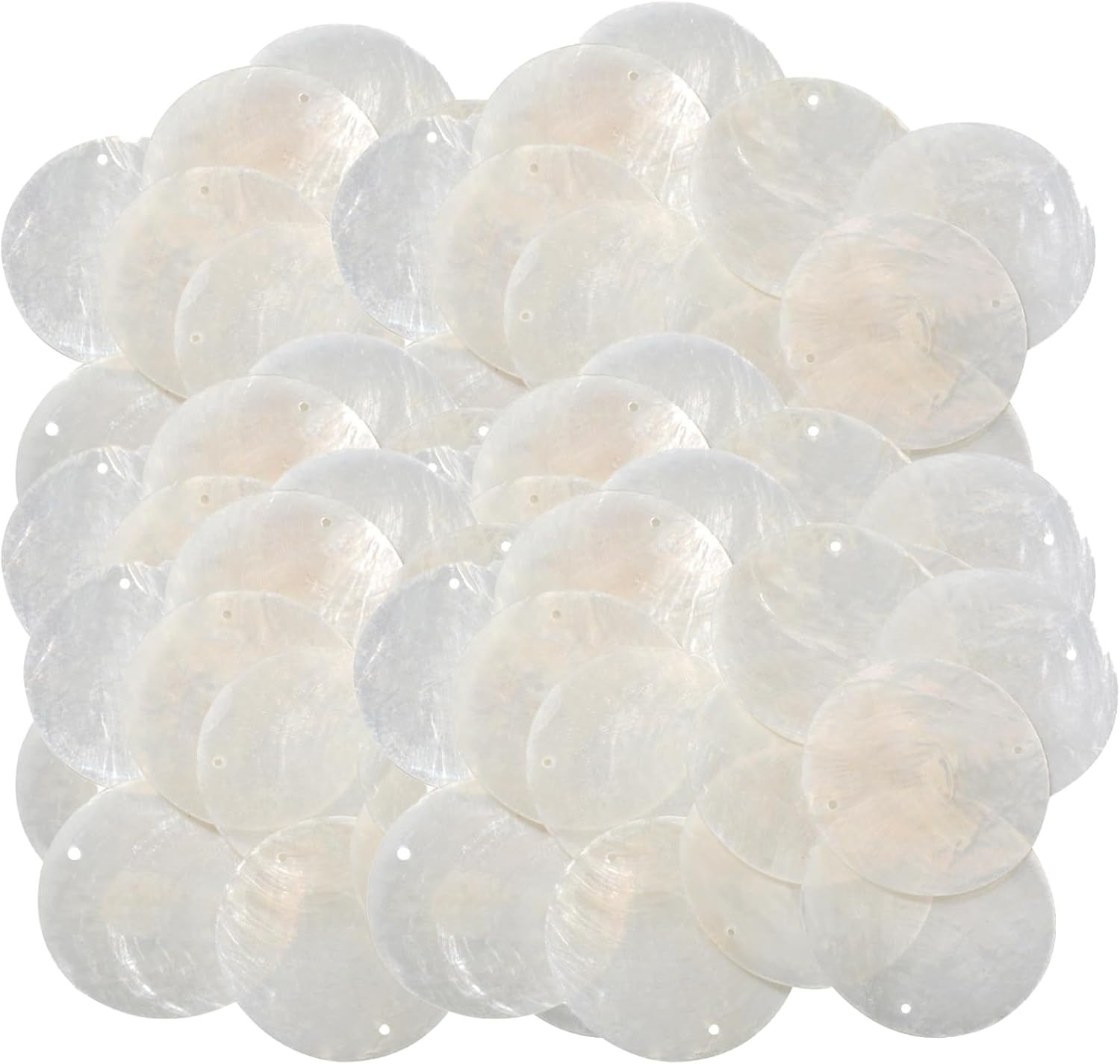 120 Pcs 2-Inch round Natural Capiz Shells with 2 Holes for Crafts & Decor 120 Pcs 2-Inch round Natural Capiz Shells with 2 Holes for Crafts & Decor
