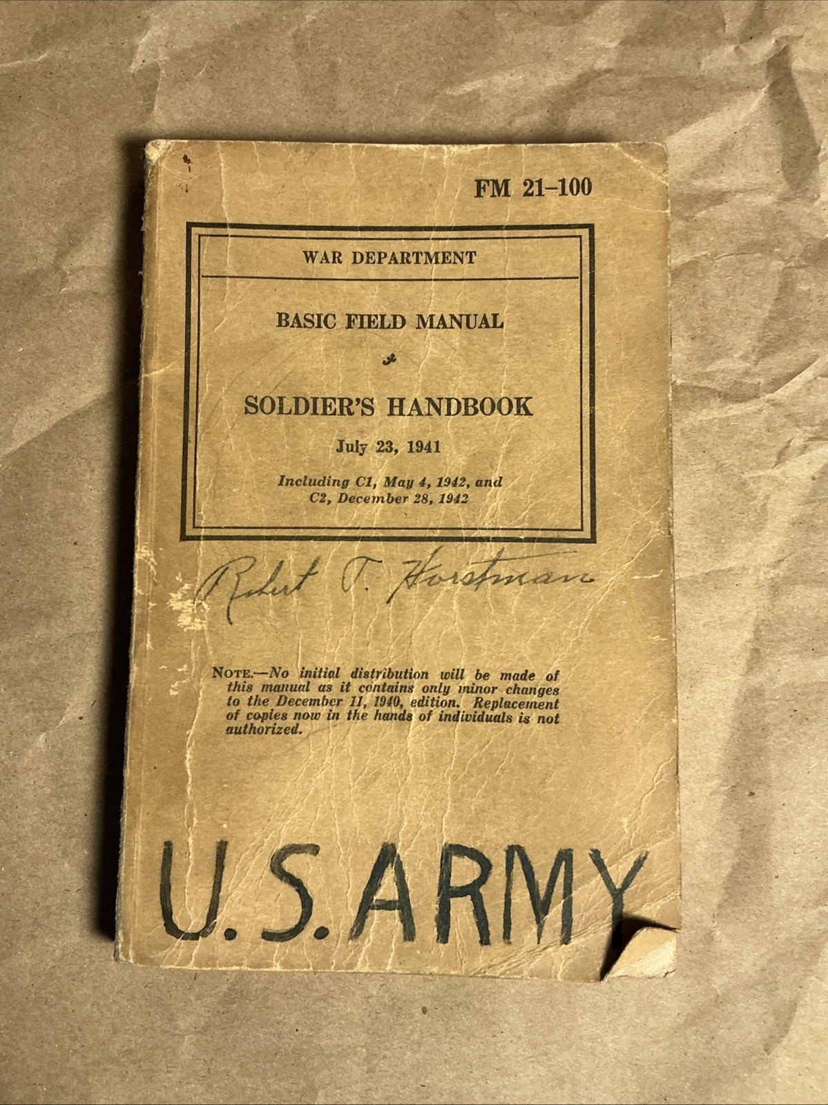 Original 1941 WW2 Basic Field Manual & Soldier’s Handbook As Is INV-HC169A