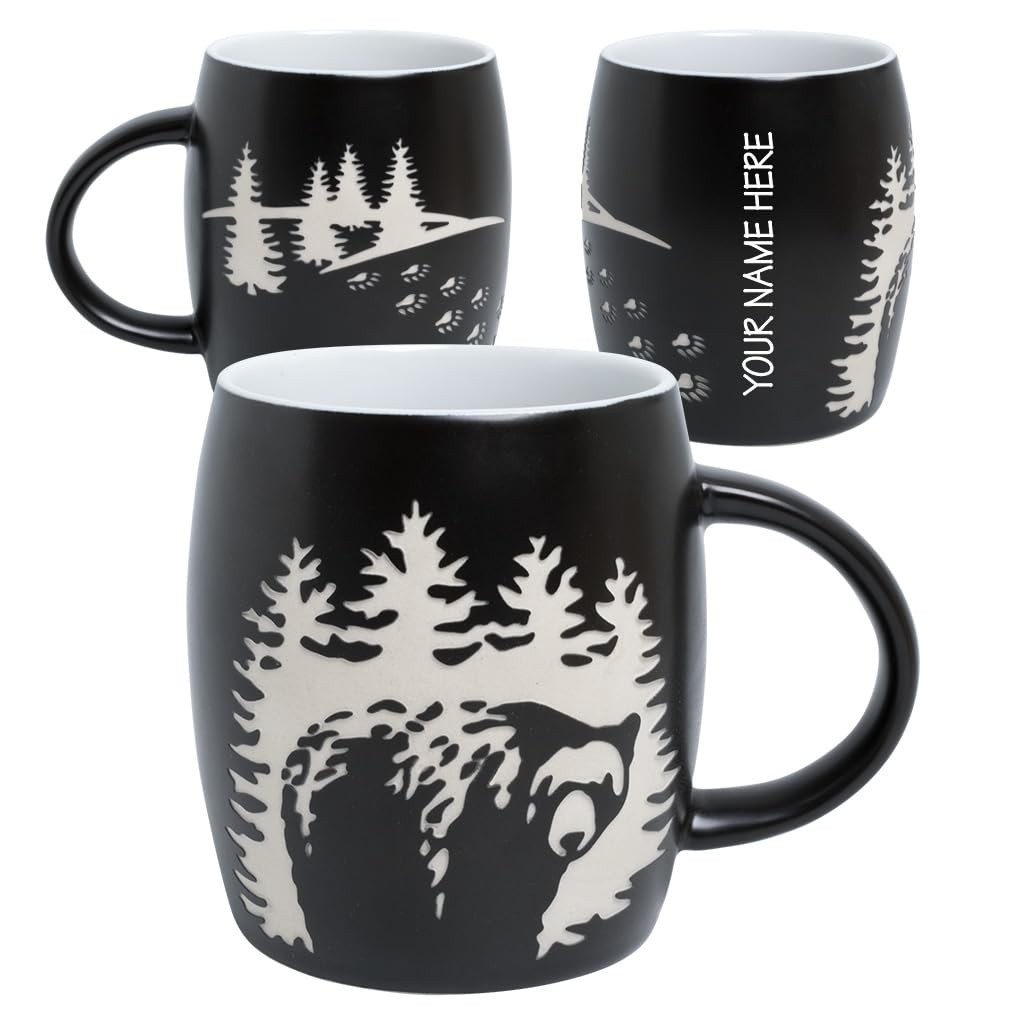 Lipco Etched Bear Barrel Mug, Ceramic Lipco Etched Bear Barrel Mug, Ceramic