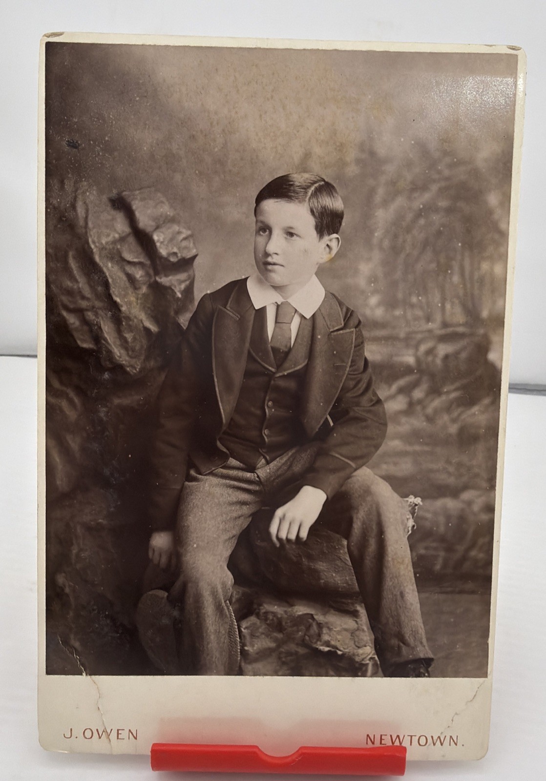 1886 Young Boy (G.H. Powell) Antique Cabinet Card Portrait by J. Owen.