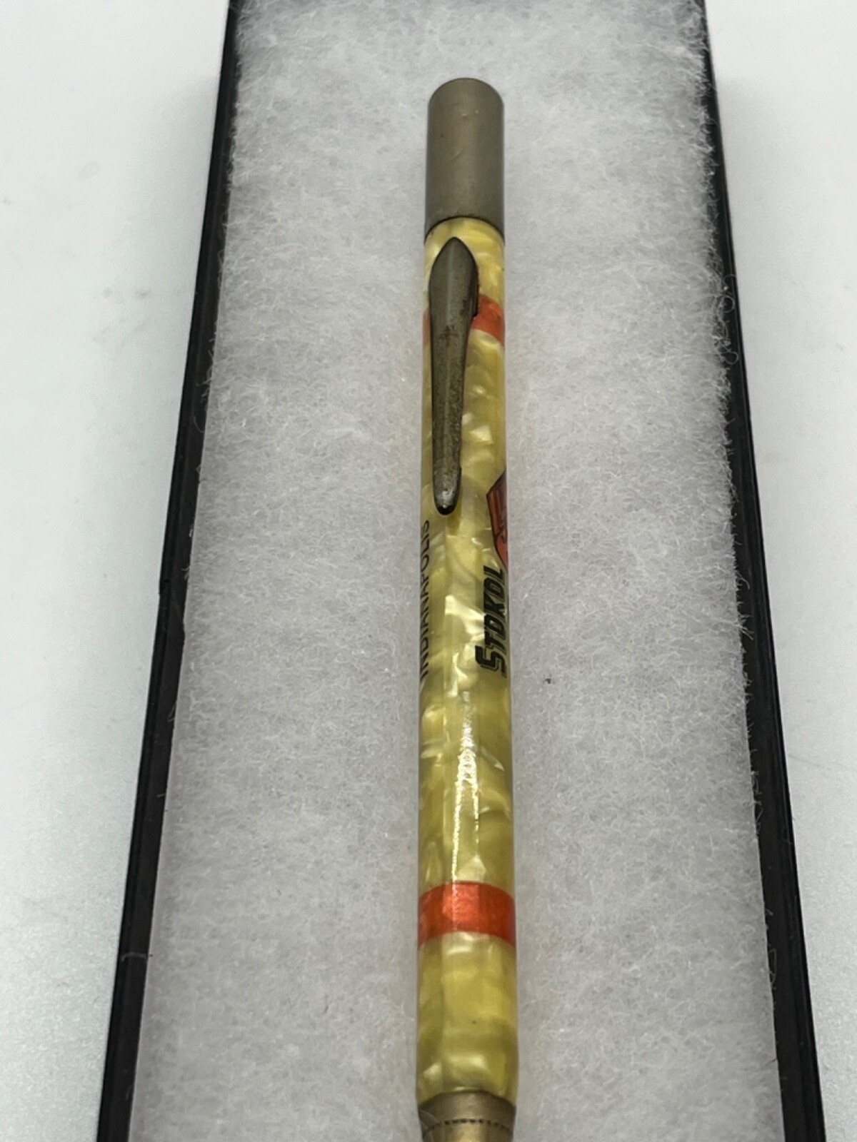 Vintage Yellow/Beige Celluloid Advertising Mechanical Pencil Indianapolis