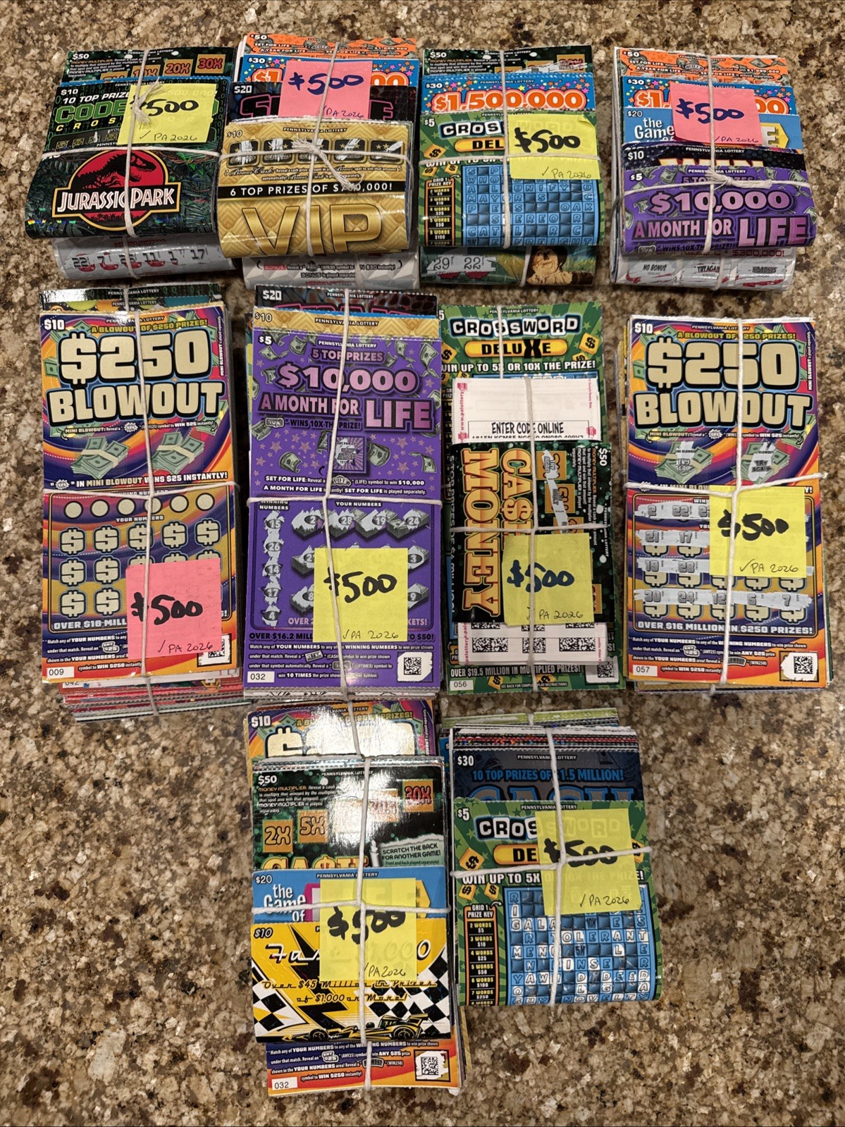 $10,000 PA State 2026 Losing Scratch-Off  AND Draw Lottery Tickets
