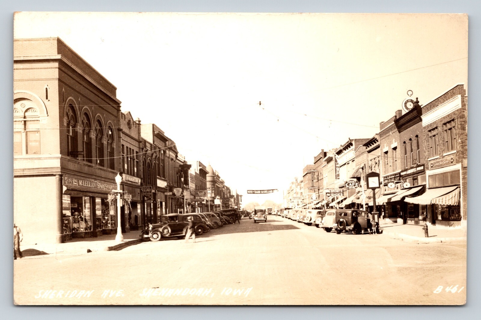 RPPC Sheridan Ave Shenandoah IOWA Classic Cars Vote Ad Banner VINTAGE Postcard RPPC Sheridan Ave Shenandoah IOWA Classic Cars Vote Ad Banner VINTAGE Postcard