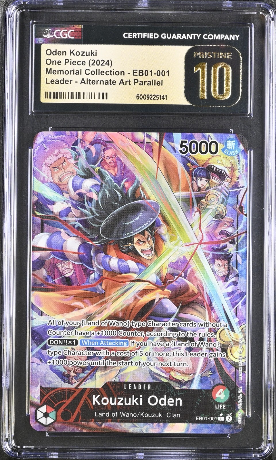 2024 ONE PIECE MEMORIAL COLLECTION ODEN KOZUKI #EB01-001 ALT ART CGC PRISTINE 10