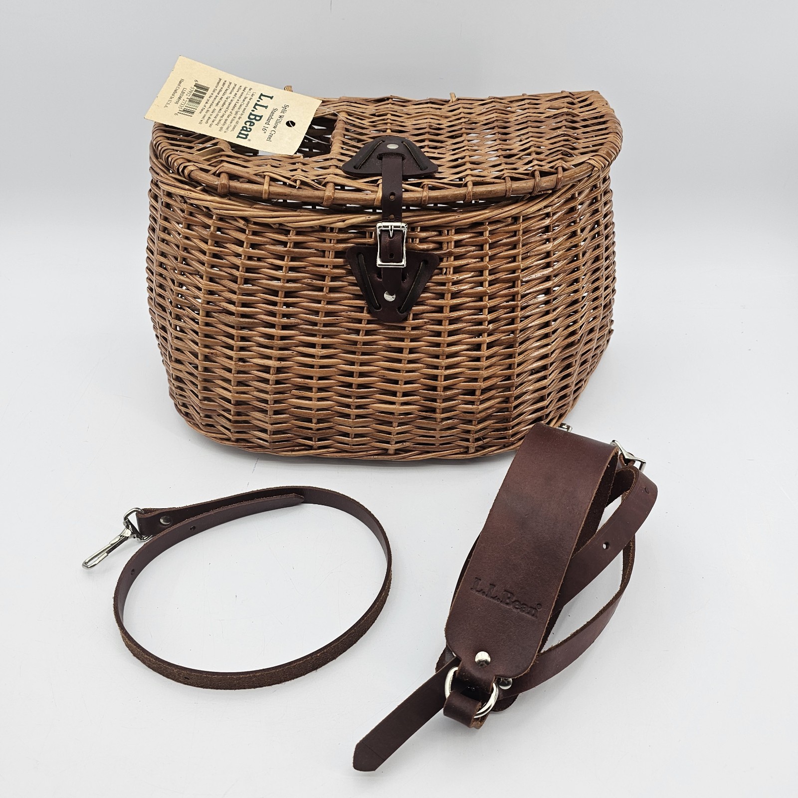 Rare Vintage L.L.Bean Split Willow Creel Made in USA Fishing Basket NWT