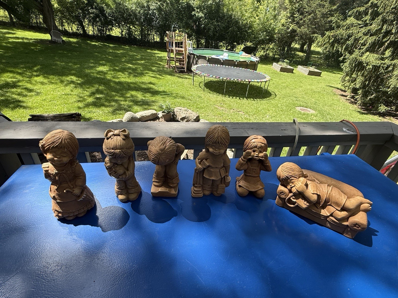 Set Of 6 Vintage Fannykins Child Figurines By Bill Mack - Wood - Look Sculptures