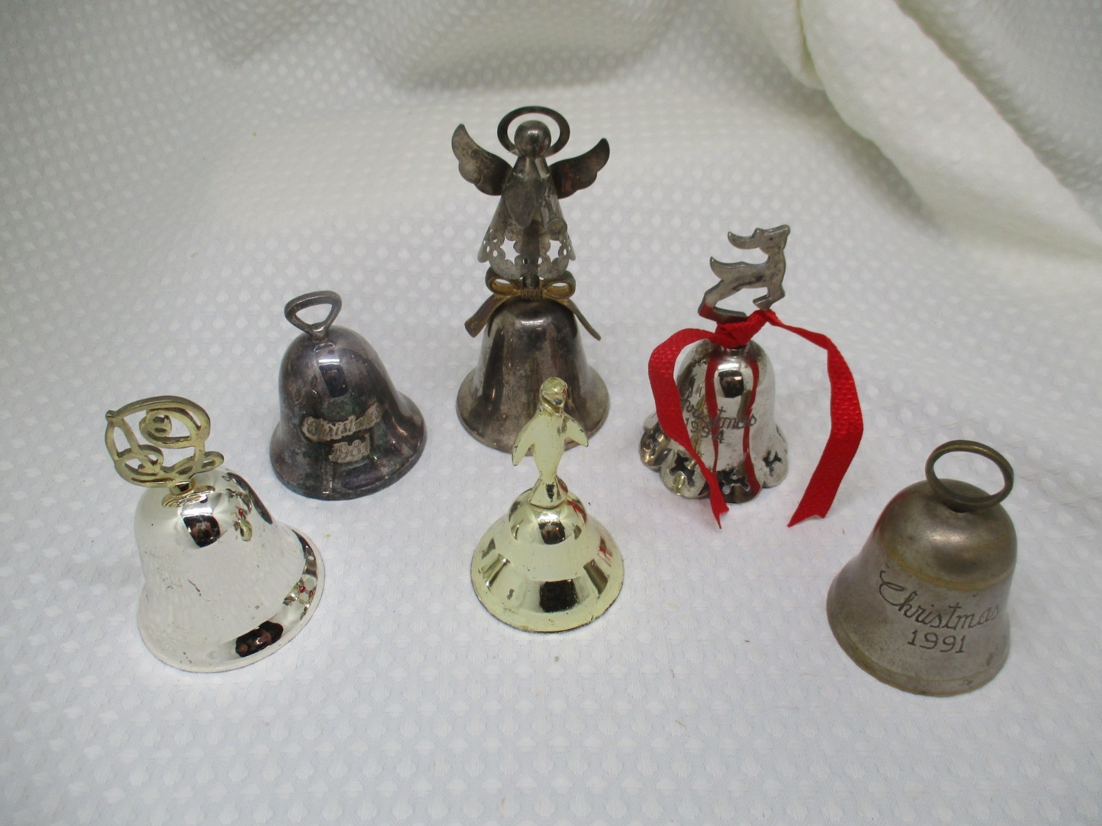 Vintage Brass, Silverplate and Metal Bell Collection Lot of 6 Hand Bells