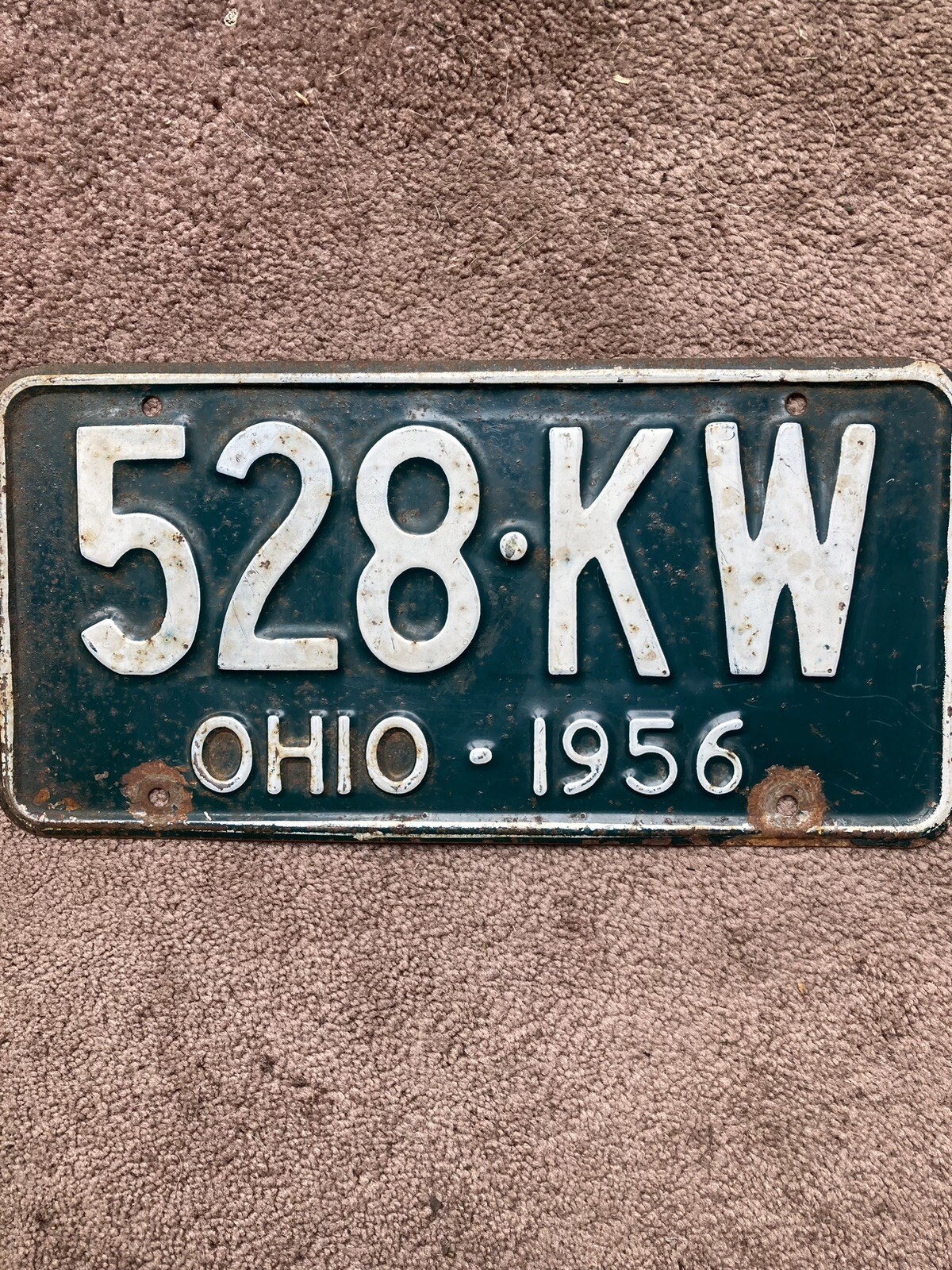 1956 Ohio License Plate - 528 KW - Original Condition