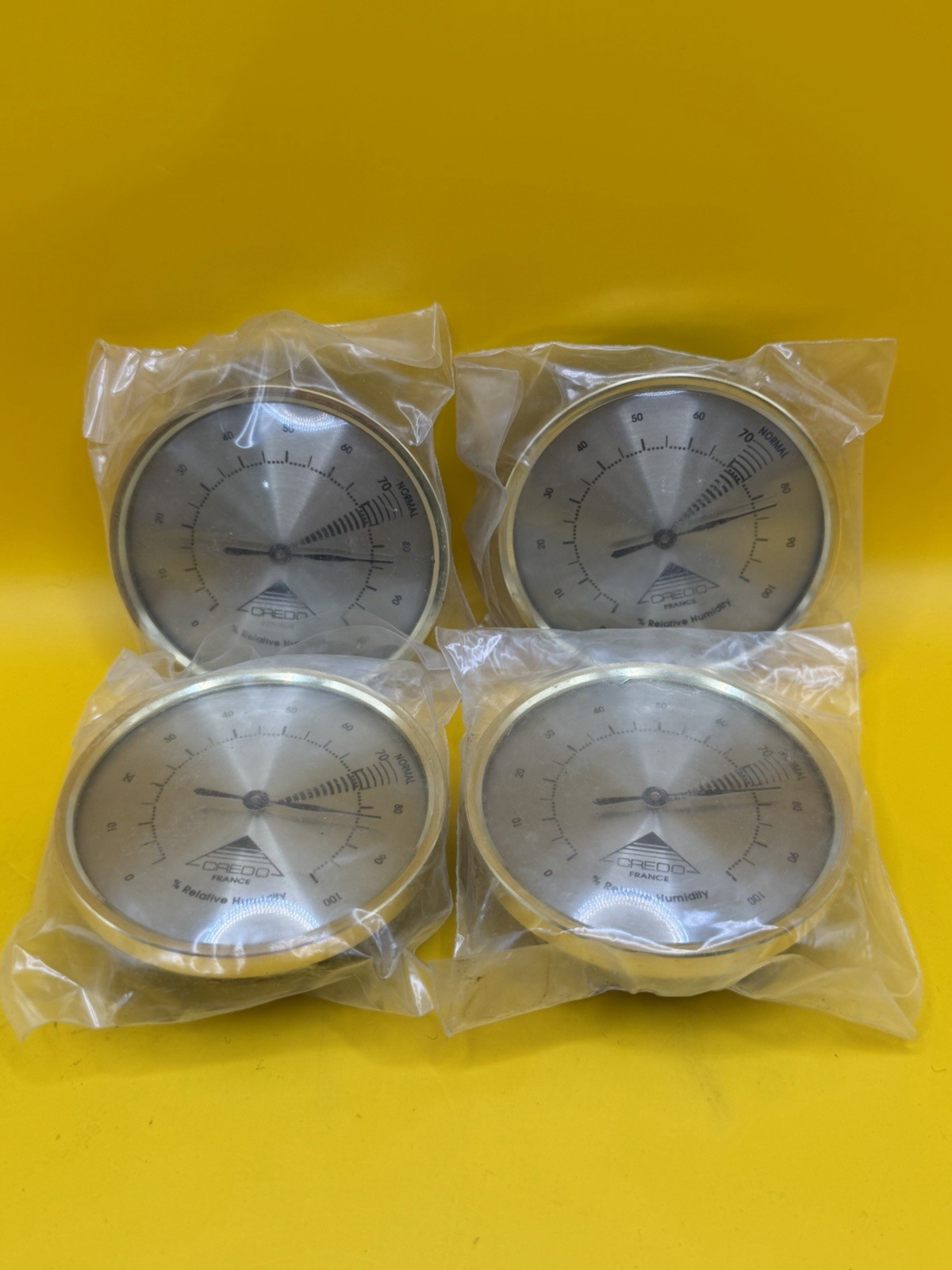 Gold Credo Analog Hygrometer Humidity Gauge For Humidors Lot 4 Vintage New NOS
