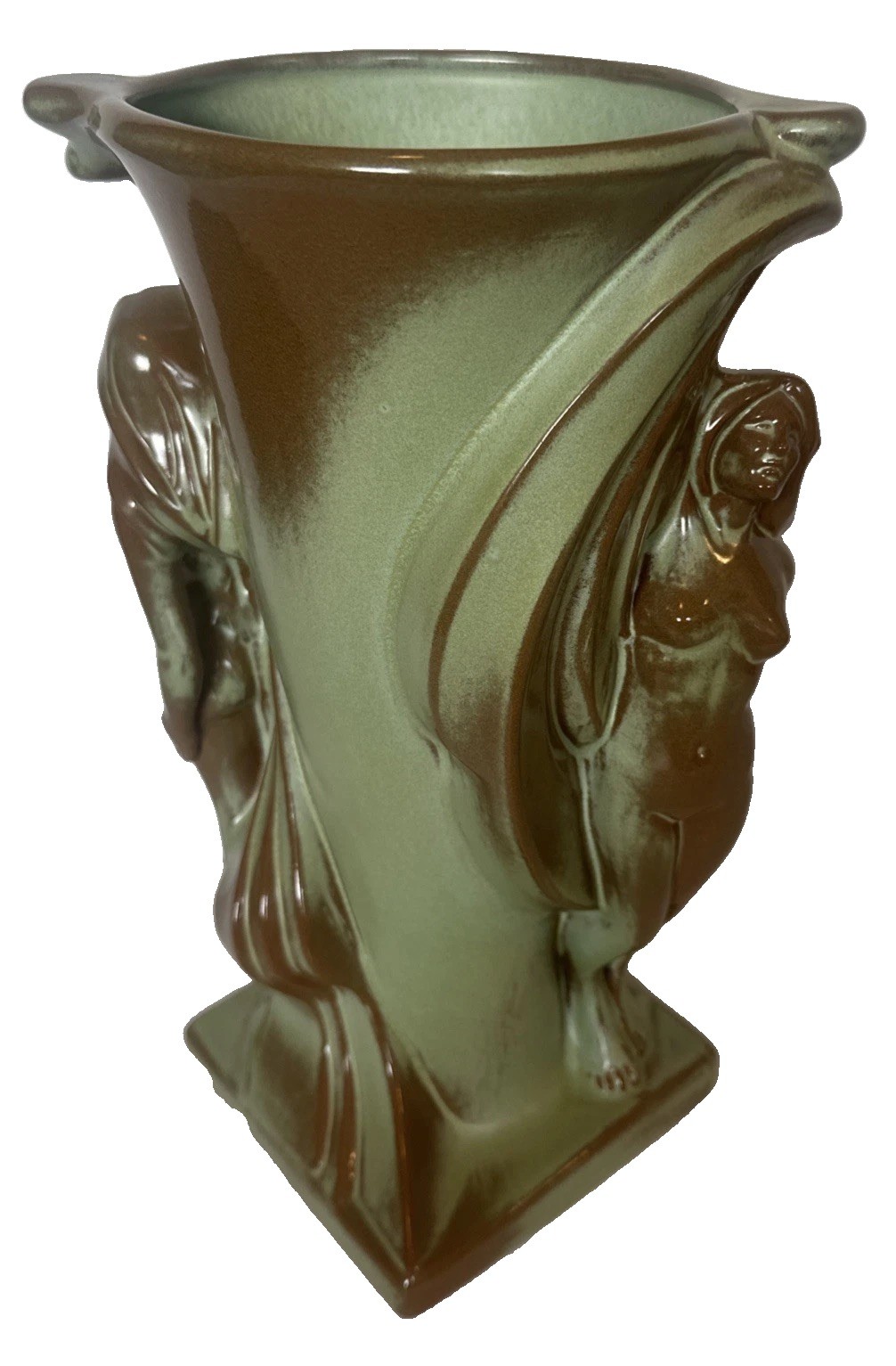 Frankoma Art Nouveau Pottery Vase Female Nudes Signed by Designer Gerald Smith