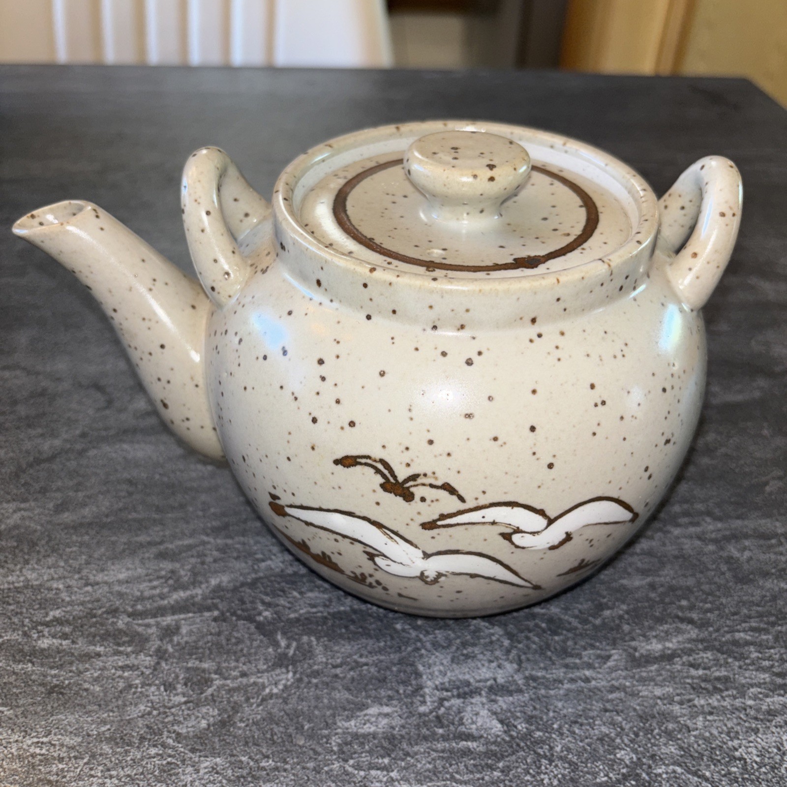 Vintage Otagiri Seagulls Teapot Pitcher Speckled Made In Japan Nice