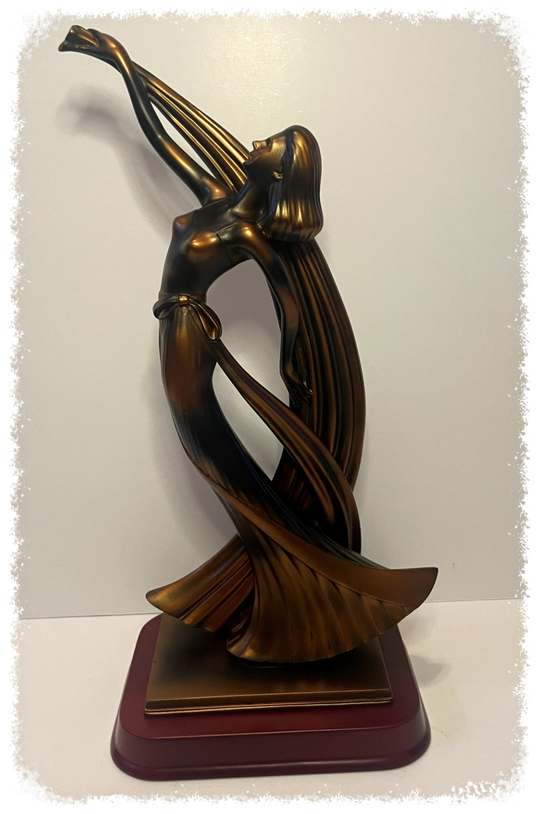 Herco Gift Professional Woman Dancer Figurine Bronze Tone Art Deco Sculpture