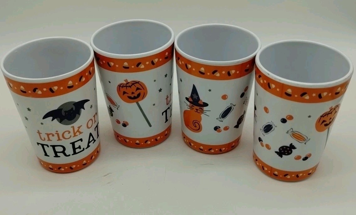Set Of 4 Halloween Trick Or Treat Melamine 4\