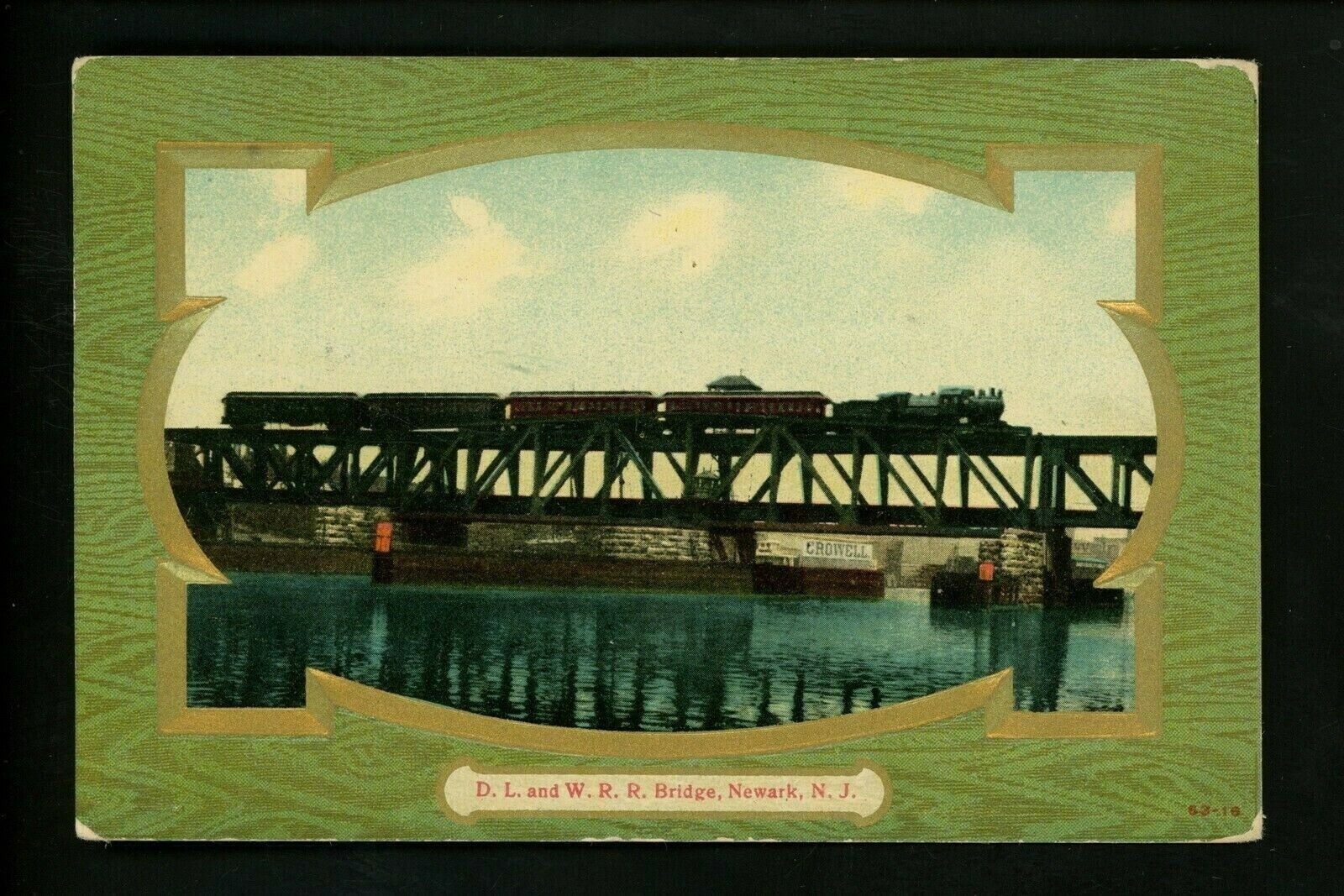 Train Railroad postcard DL & WRR Bridge Newark, New Jersey NJ Vintage
