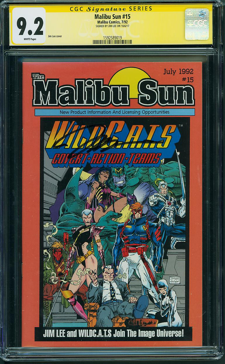 Malibu Sun #15 CGC 9.2 - Signed By Jim Lee Signature 1992 1st Wildcats Q8 119 cm