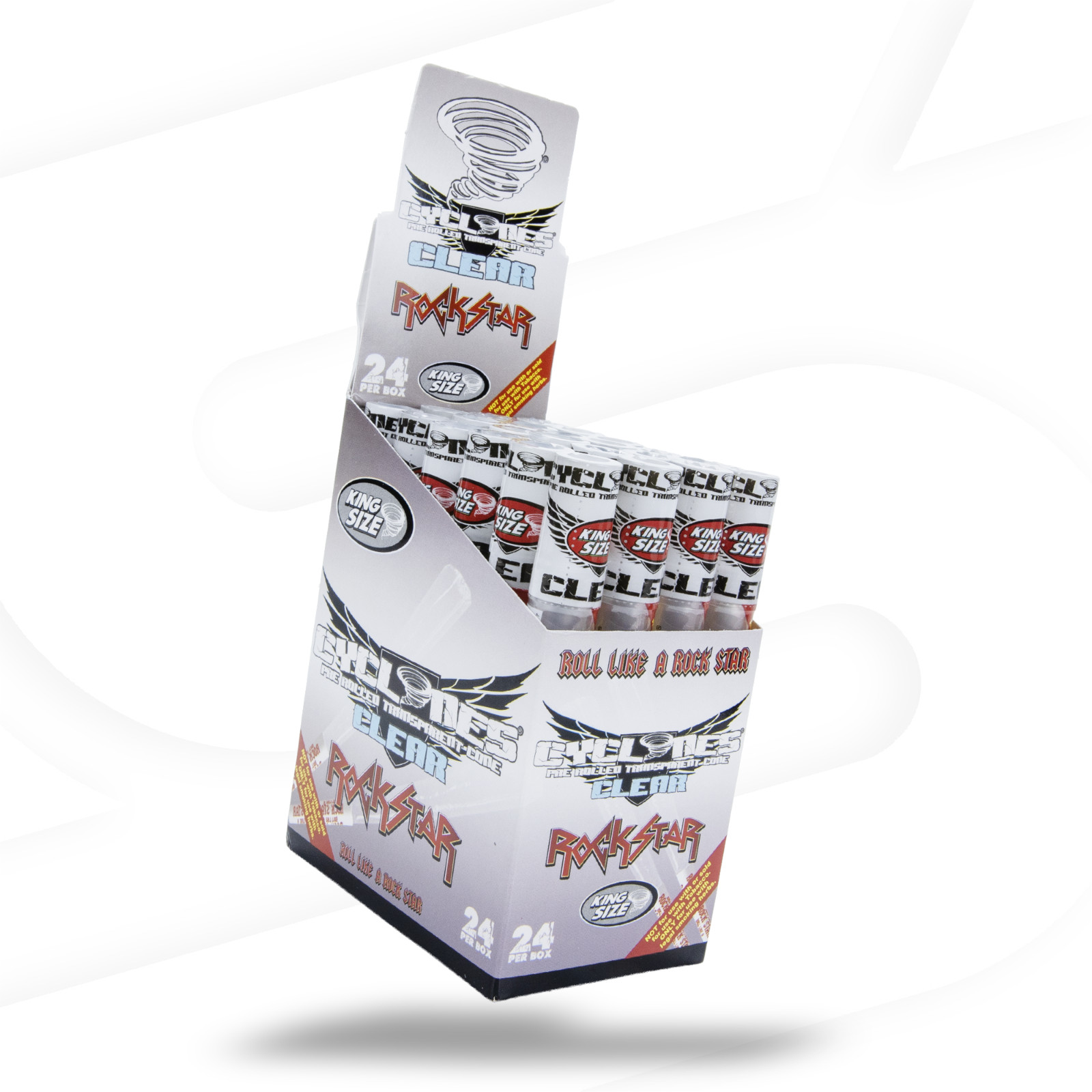 Cyclones Clear King Size Rockstar Flavored Pre Rolled Cones - Full Box