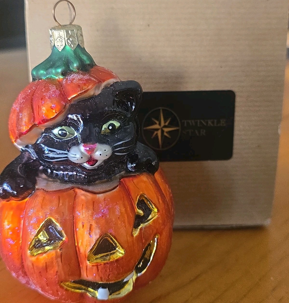 Christopher Radko Puss \'N\' Boo Halloween Ornament Black Cat Pumpkin