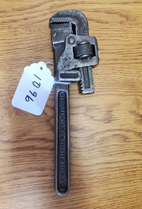 Trimont Pipe Wrench Adjustable USA Vintage Monkey No. 10 Trimo Roxbury Mass