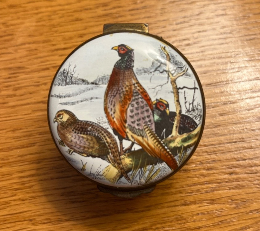 Crummles vintage Enamel Pheasant trinket